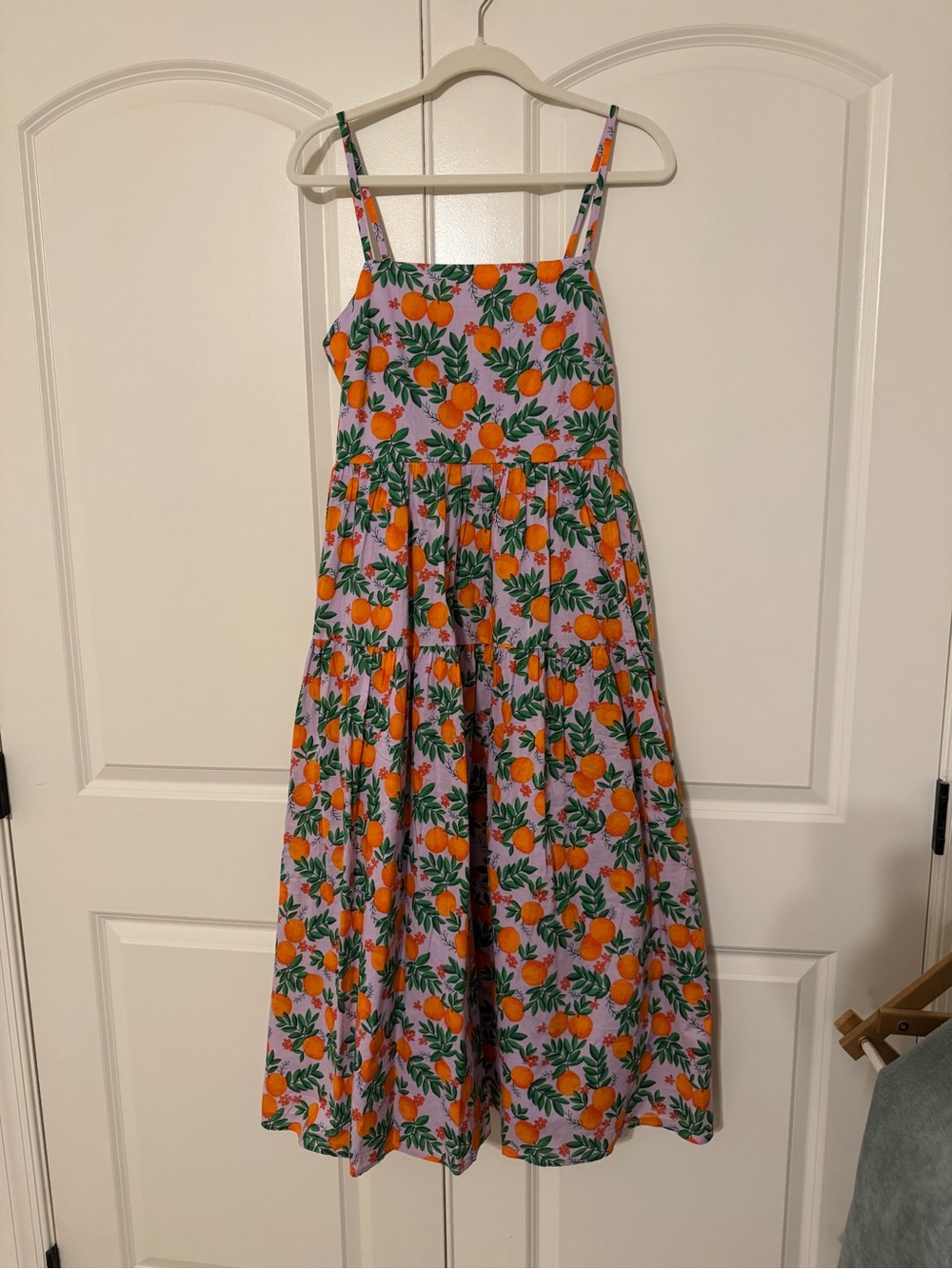J. Crew Orange & Green Fruit Print Skirted Dress